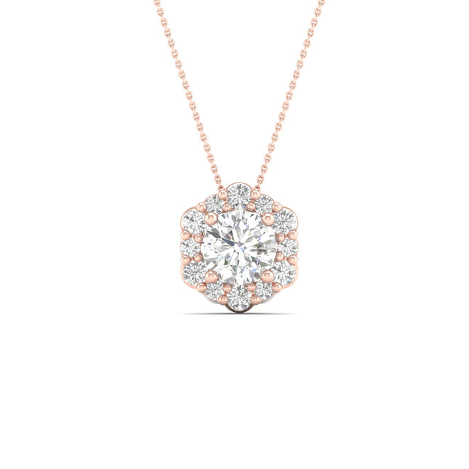 1/3 Ctw Hexagon Halo Pendant