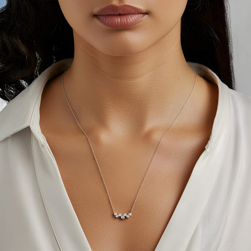 Plain Beaded Zigzag Silver Pendant with Chain