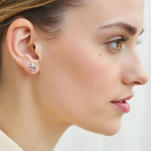 Plain Butterfly Circle Silver Ear Stud