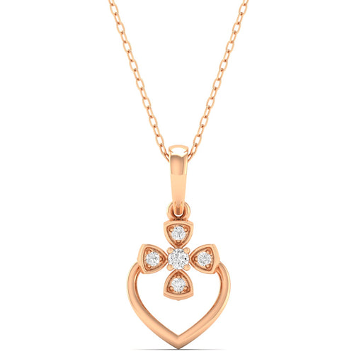 0.06Ct Round Diamond Heart Cross Pendant 9k Solid Gold
