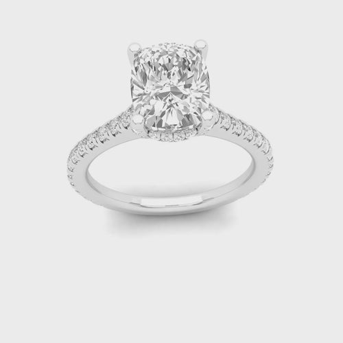 2 5/8 ctw Cushion Accented Hidden Halo Ring