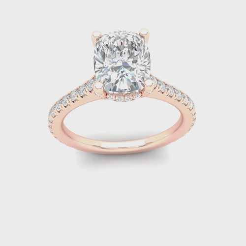 2 5/8 ctw Cushion Accented Hidden Halo Ring